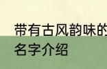 带有古风韵味的名字 带有古风韵味的名字介绍